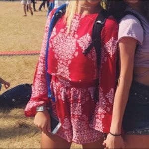 two piece boohoo red set